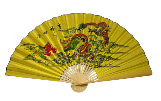 63” EXTRA LARGE IMPERIAL DRAGON OF GOOD FORTUNE WALL FAN - ESSENTIAL GALLERY LINE